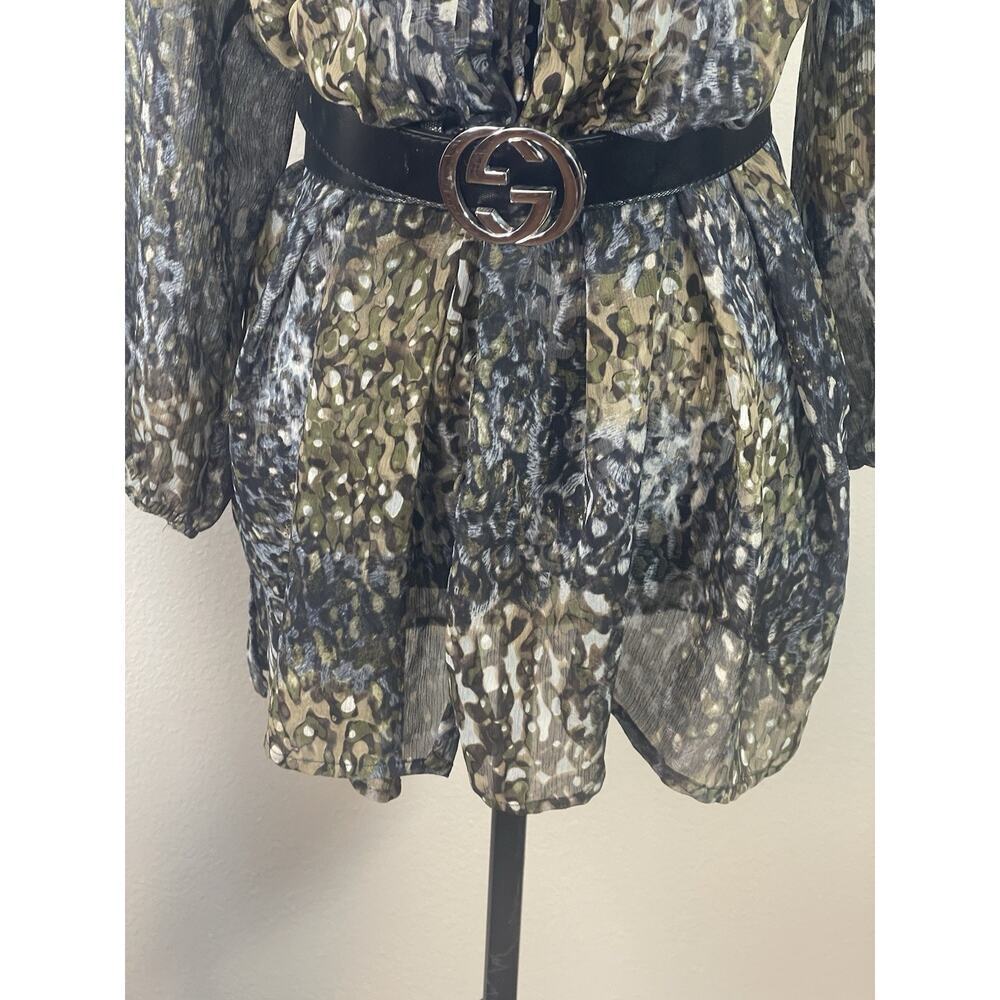 Plus Liz Claiborne vintage Boho blouse animal print brown black multi size 2X - Picture 2 of 8